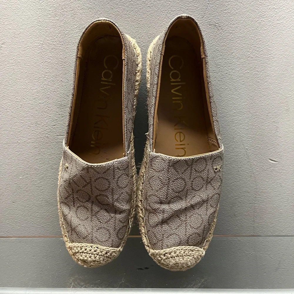 Calvin Klein Brown Espadrille Flats with Jute Sole